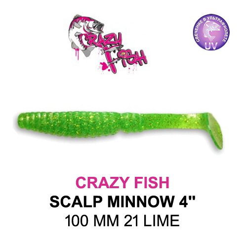 CRAZY FISH SCALP MINNOW / 100 MM / COLOR: 21 LIME