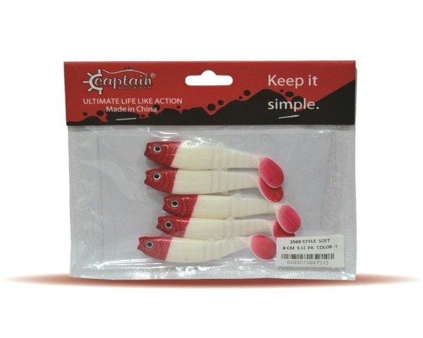 Captain 3569 Style Soft 8cm Levrek Silikonu 5'li Paket Suni Yem 1