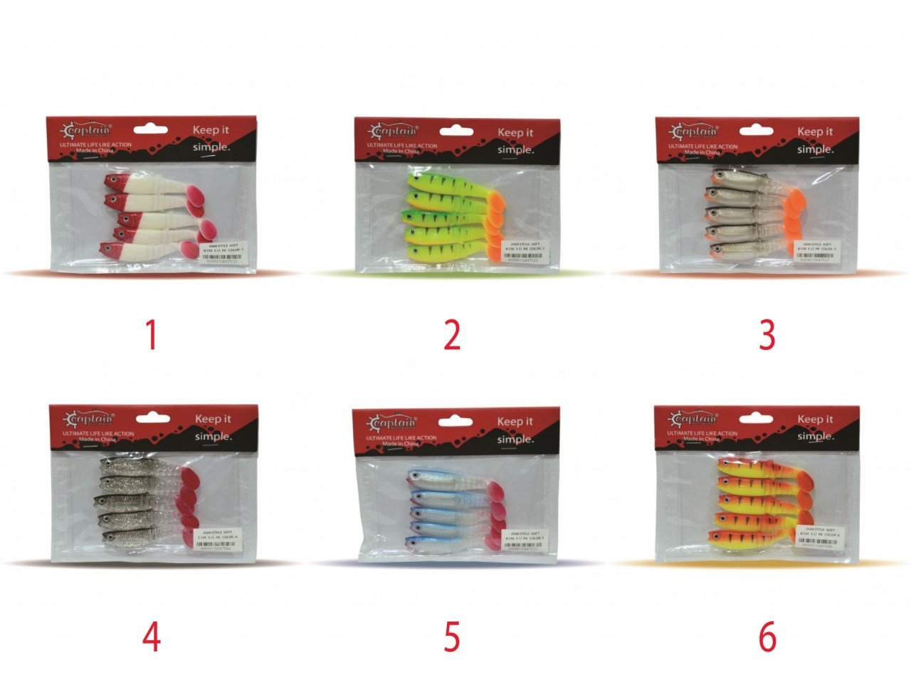 Captain 3569 Style Soft 8cm Levrek Silikonu 5'li Paket Suni Yem 3