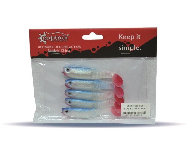 Captain 3569 Style Soft 8cm Levrek Silikonu 5'li Paket Suni Yem 5
