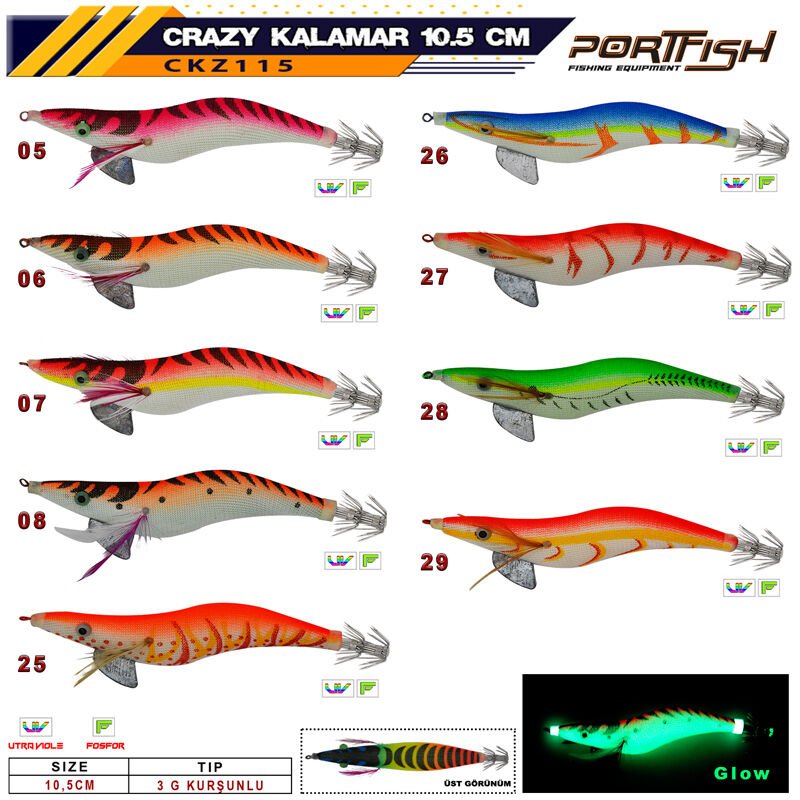 Portfish Crazy Kalamar Zokası 3 gr  Kurşunlu 10,5 cm 27