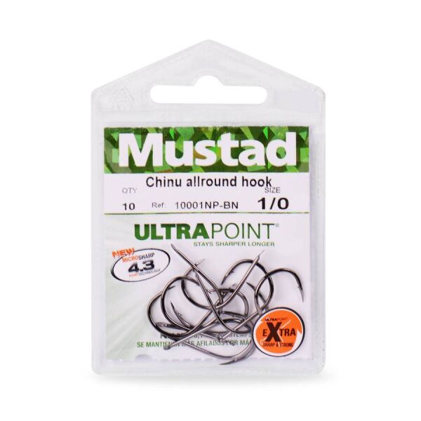 Mustad Olta İğnesi 10001 NPBN 10 lu METALİK SİYAH - NO:2-0