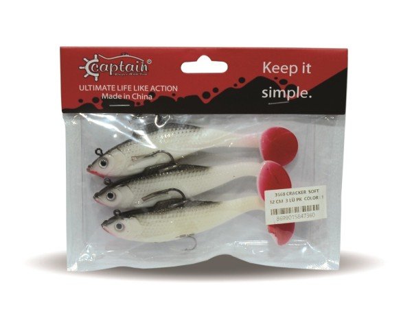 Captain 3568 Cracker Soft 12cm Levrek Turna Silikonu 3'lü Set Suni Balık 1