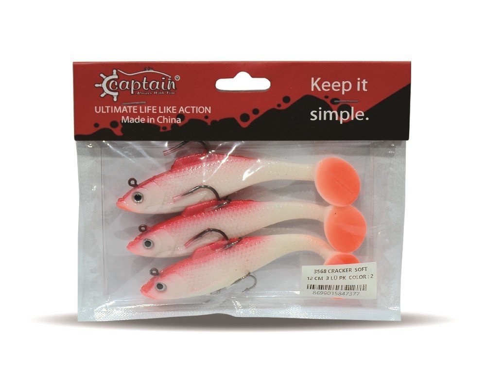 Captain 3568 Cracker Soft 12cm Levrek Turna Silikonu 3'lü Set Suni Balık 2