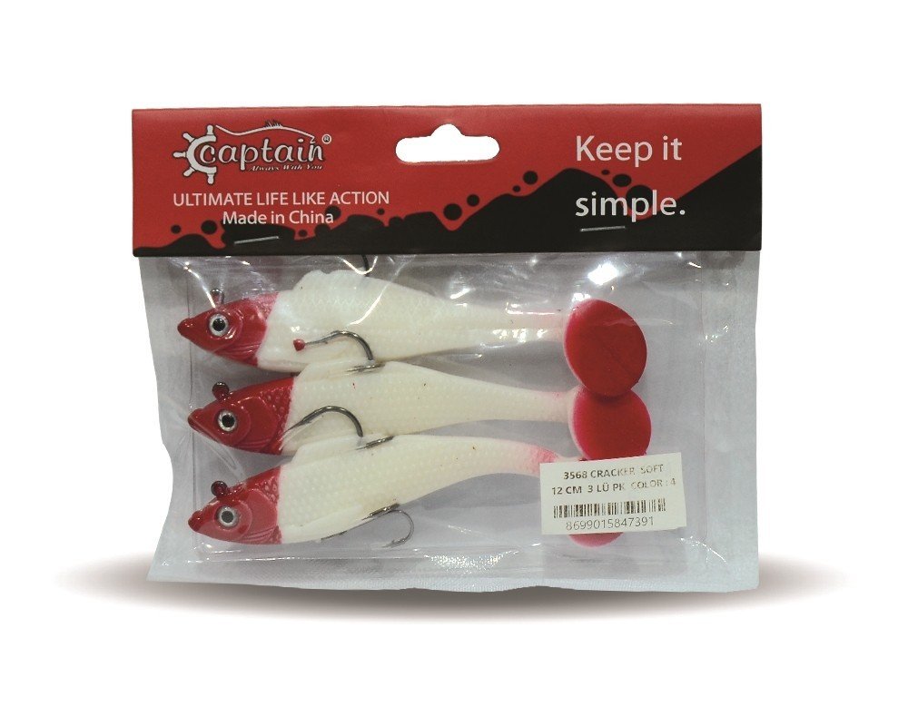 Captain 3568 Cracker Soft 12cm Levrek Turna Silikonu 3'lü Set Suni Balık 4