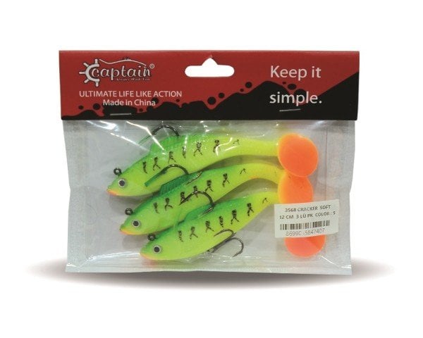 Captain 3568 Cracker Soft 12cm Levrek Turna Silikonu 3'lü Set Suni Balık 5