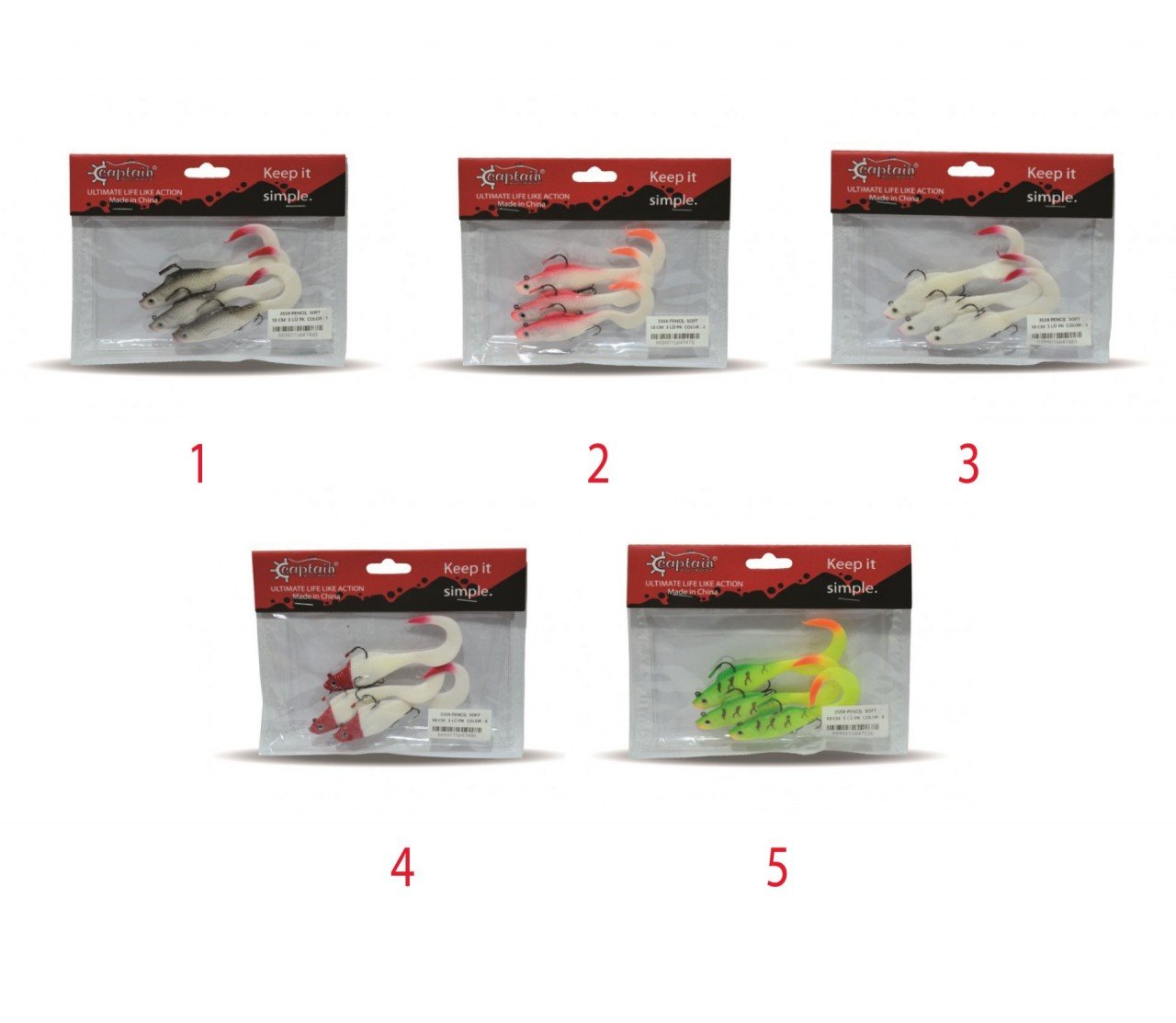 Captain 3559 Pencil Soft 10cm Levrek Silikonu 3'lü Suni Balık 1