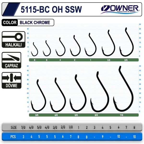 Owner 5115 Oh Ssw Black Chrome İğne 6