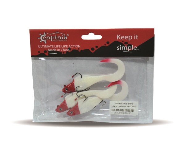 Captain 3559 Pencil Soft 10cm Levrek Silikonu 3'lü Suni Balık 4