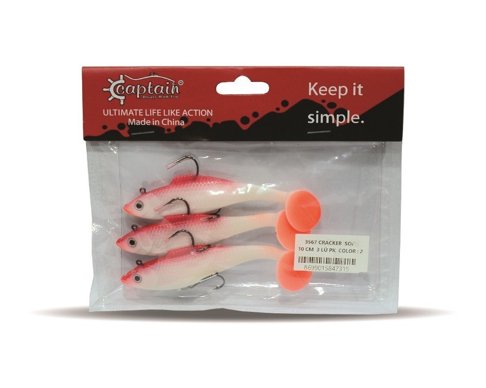 Captain 3567 Cracker Soft 10cm Levrek Turna Silikonu 3'lü Set Suni Balık 2