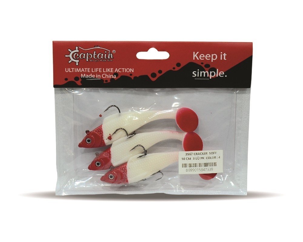 Captain 3567 Cracker Soft 10cm Levrek Turna Silikonu 3'lü Set Suni Balık 4