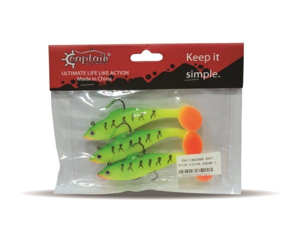 Captain 3567 Cracker Soft 10cm Levrek Turna Silikonu 3'lü Set Suni Balık 5