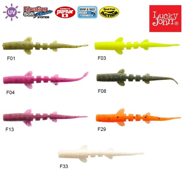 Lucky John Unagi Slug 3'' (7.62 cm) 7P Silikon Yem F03