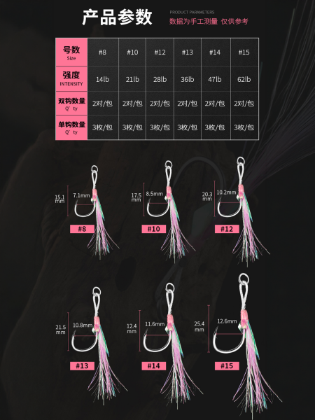 Ecooda Pink Style Light Jigging Single Hooks