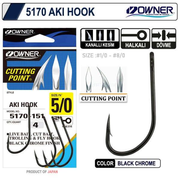 Owner 5170 Aki Hook Black Chrome İğne No 2/0