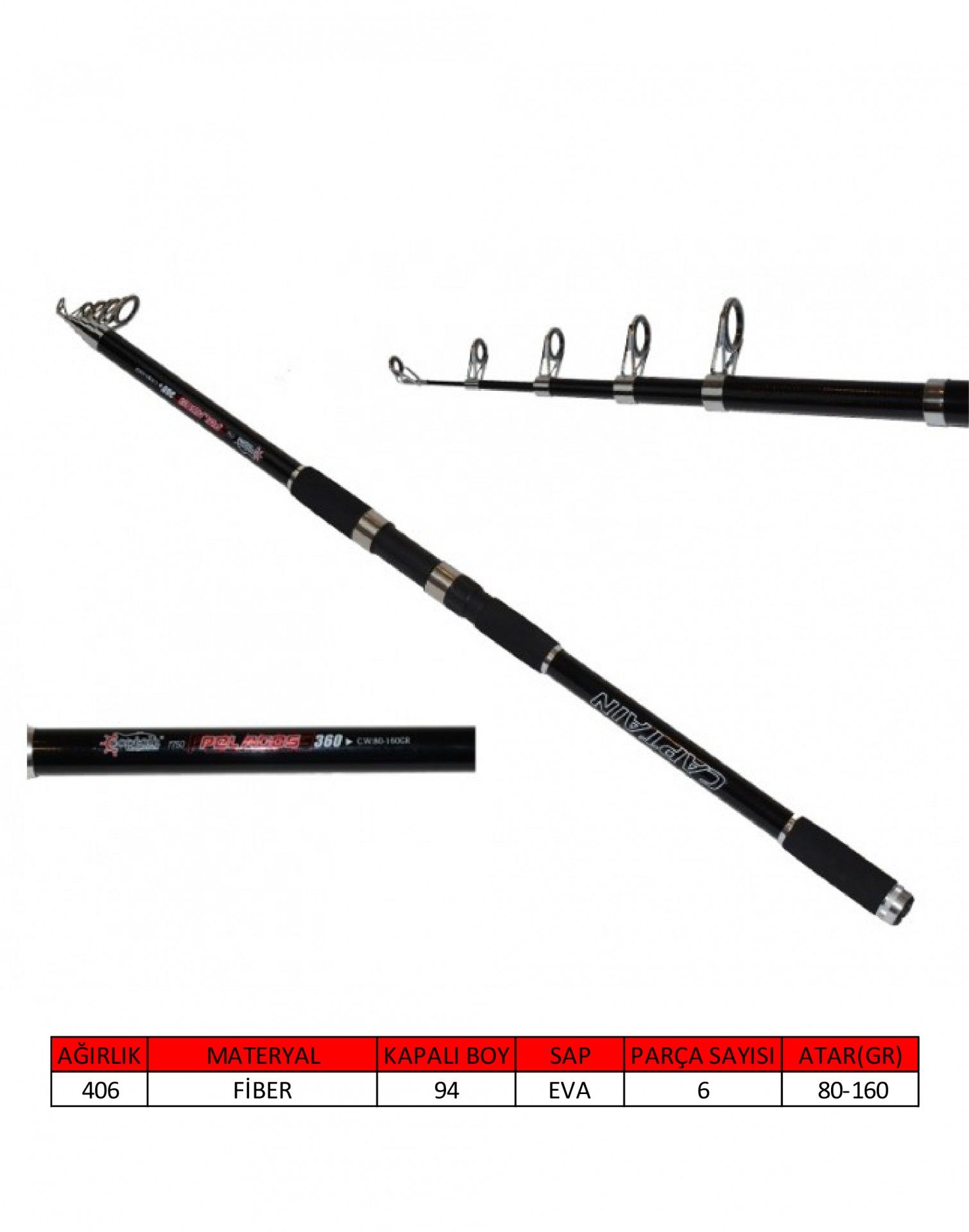 Captain 1750 Pelagos 360cm Tele Surf Kamış 80-160gr Atar