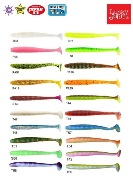 Lucky John S-Shad Tail 3.8'' (9.65 cm) 5P Silikon Yem T66