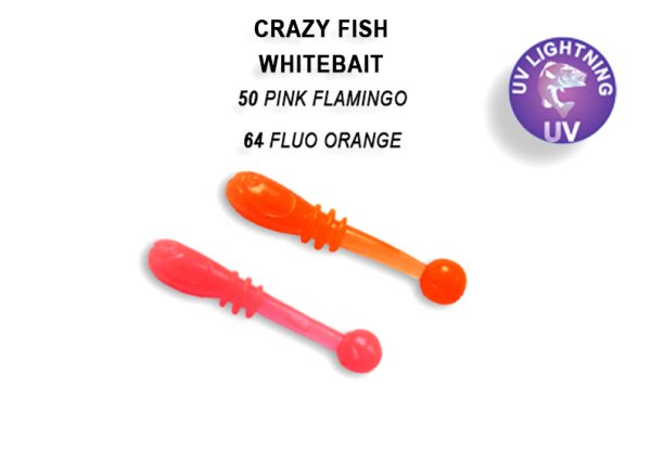 CRAZY FISH WHITEBAIT 20 MM COLOR: 50-6 PINK FLAMINGO / 64-6 FLUO ORANGE