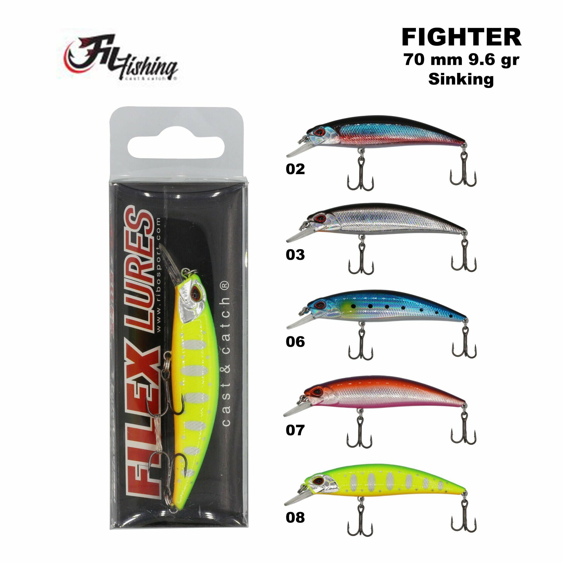 Filex Lures Fighter Sinking Maket Balık 70 mm 9.6 gr 07