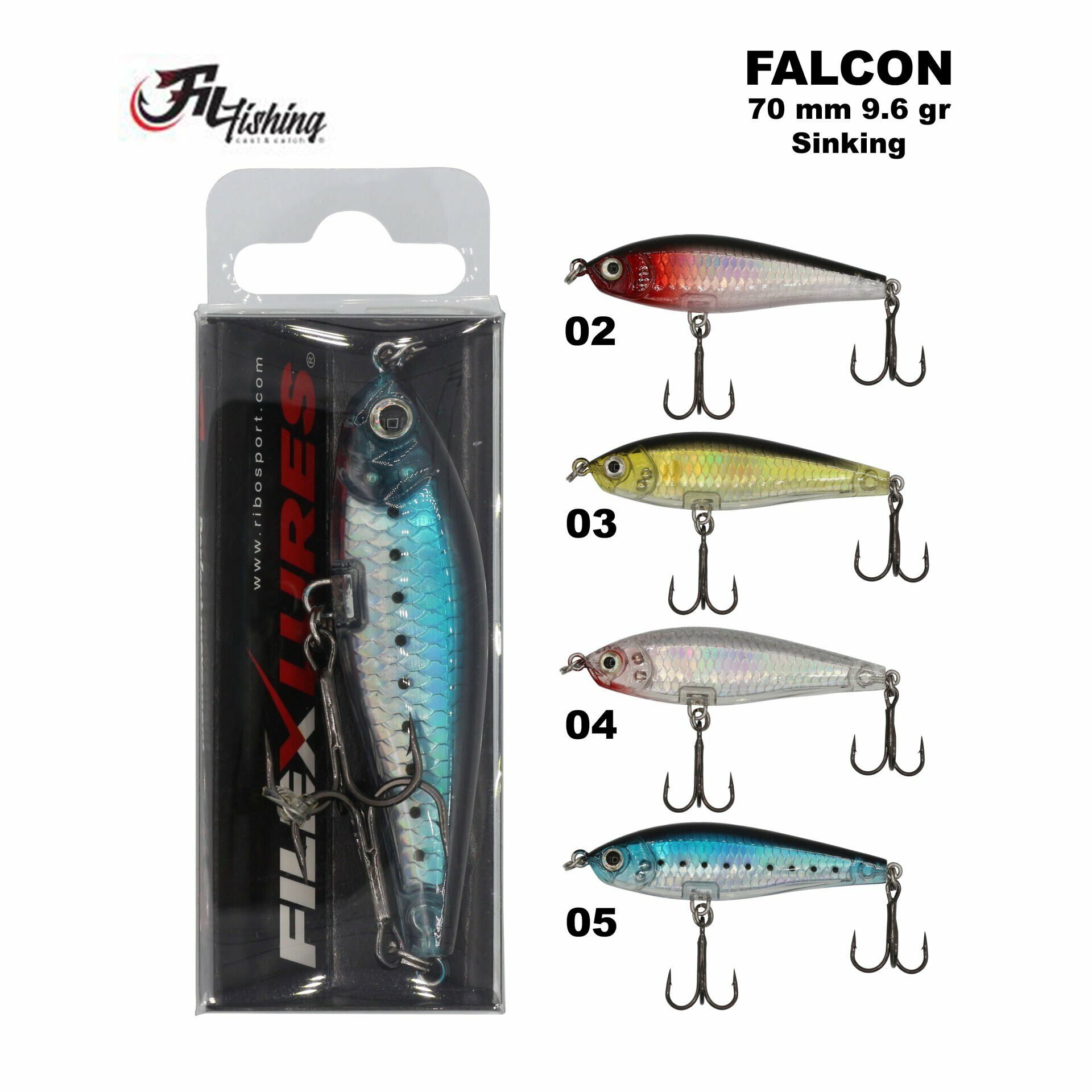 Filex Lures Falcon Sinking Maket Balık 70 mm 8.5 gr 03