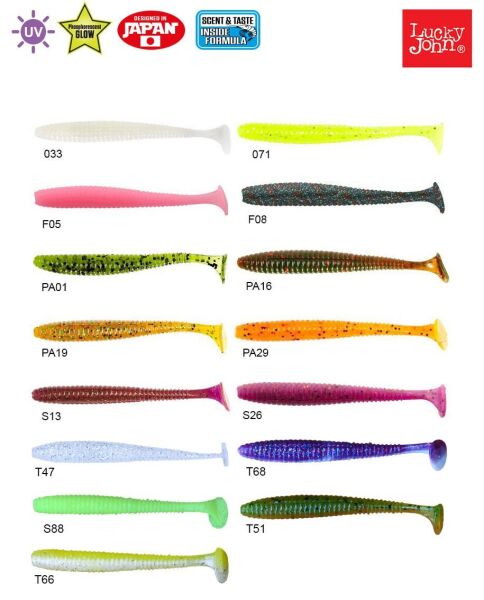 Lucky John S-Shad Tail 2.8'' (7.11 cm) 7P Silikon Yem T68