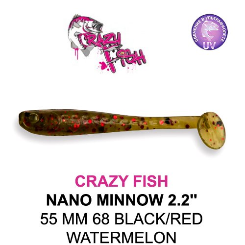 CRAZY FISH NANO MINNOW 2,2 / 55 MM / COLOR: 68 BLACK/RED WATERMELON