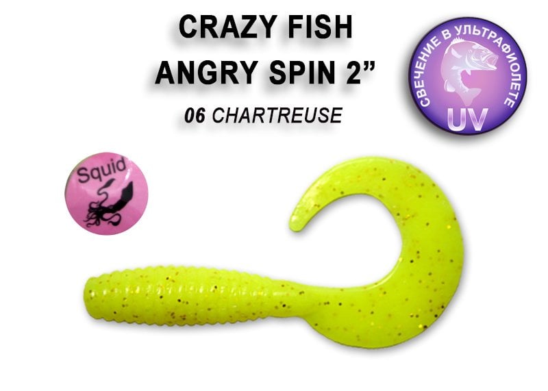 CRAZY FISH ANGRY SPIN 45 MM COLOR: 6-6 CHARTREUSE (KALAMAR KOKULU)