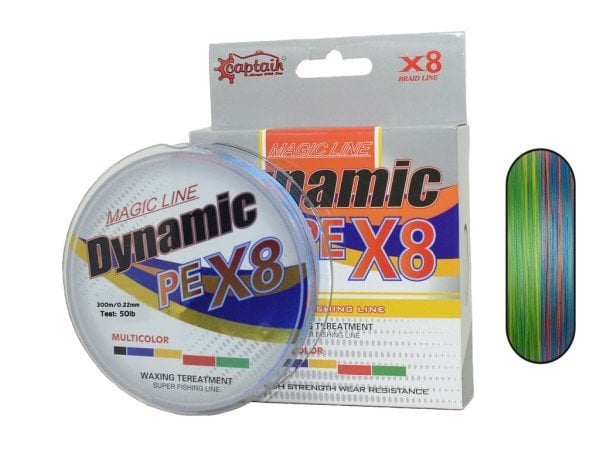 Captain Dynamic PE 8 Örgü İpi Misina 300mt Multi Color 0.22 mm