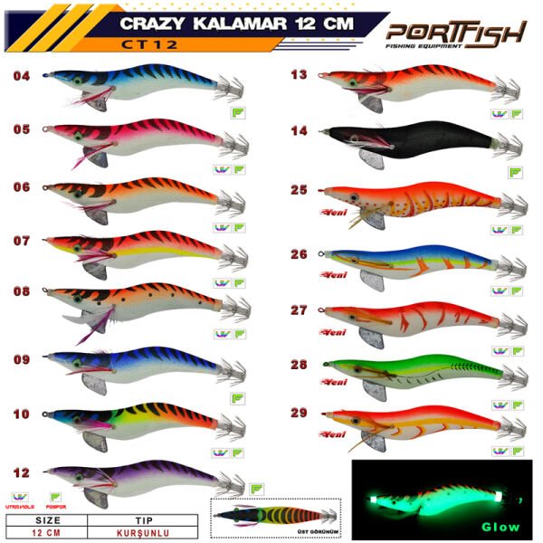 Portfish Crazy Kalamar Zokası 3,5 gr  Kurşunlu 12 cm 08