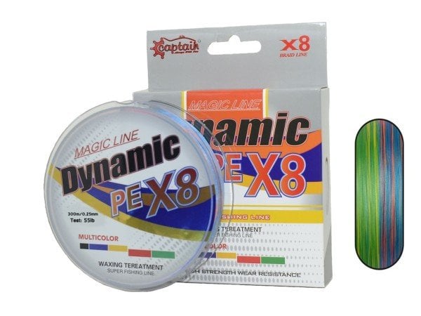 Captain Dynamic PE 8 Örgü İpi Misina 300mt Multi Color 0.25 mm
