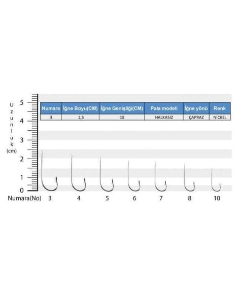 Youvella 1207 Palalı Çapraz Olta İğnesi 100lü Kutu Nikel