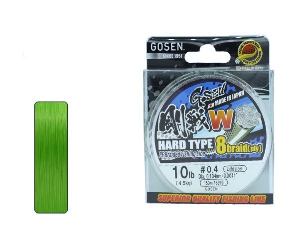 Gosen W8 Hard Type PE 8 Örgü Spin İp Misina 150mt Açık Yeşil 0.4 PE