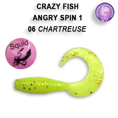 CRAZY FISH ANGRY SPIN 25 MM COLOR: 6-6 CHARTREUSE (KALAMAR KOKULU)