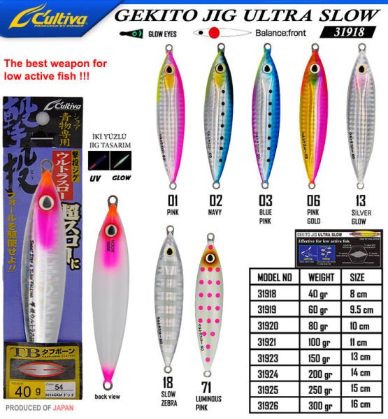 Cultiva 31918 Gekito Jig Ultra Slow 40g 8.0cm