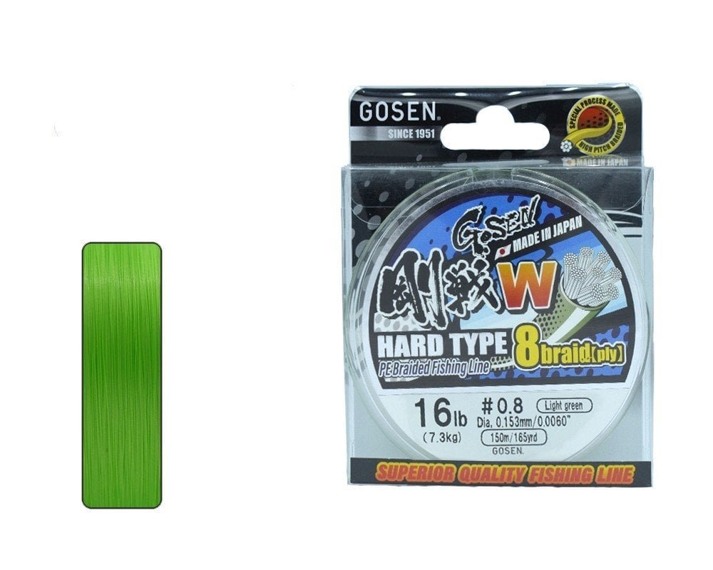 Gosen W8 Hard Type PE 8 Örgü Spin İp Misina 150mt Açık Yeşil 0.8 PE