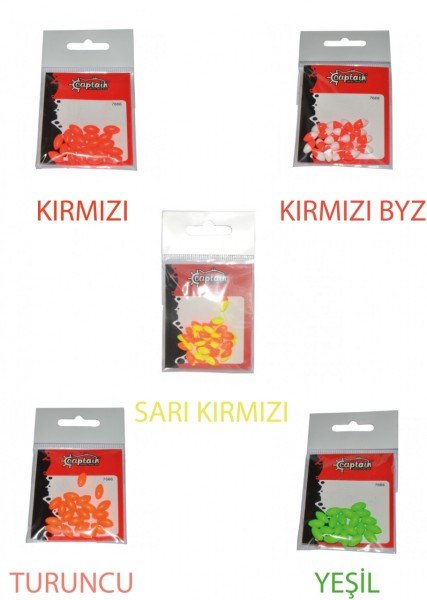 Captain 7666 Renkli Boncuk Oval 110mm Plastik Boncuk 20'li Paket Kırmızı