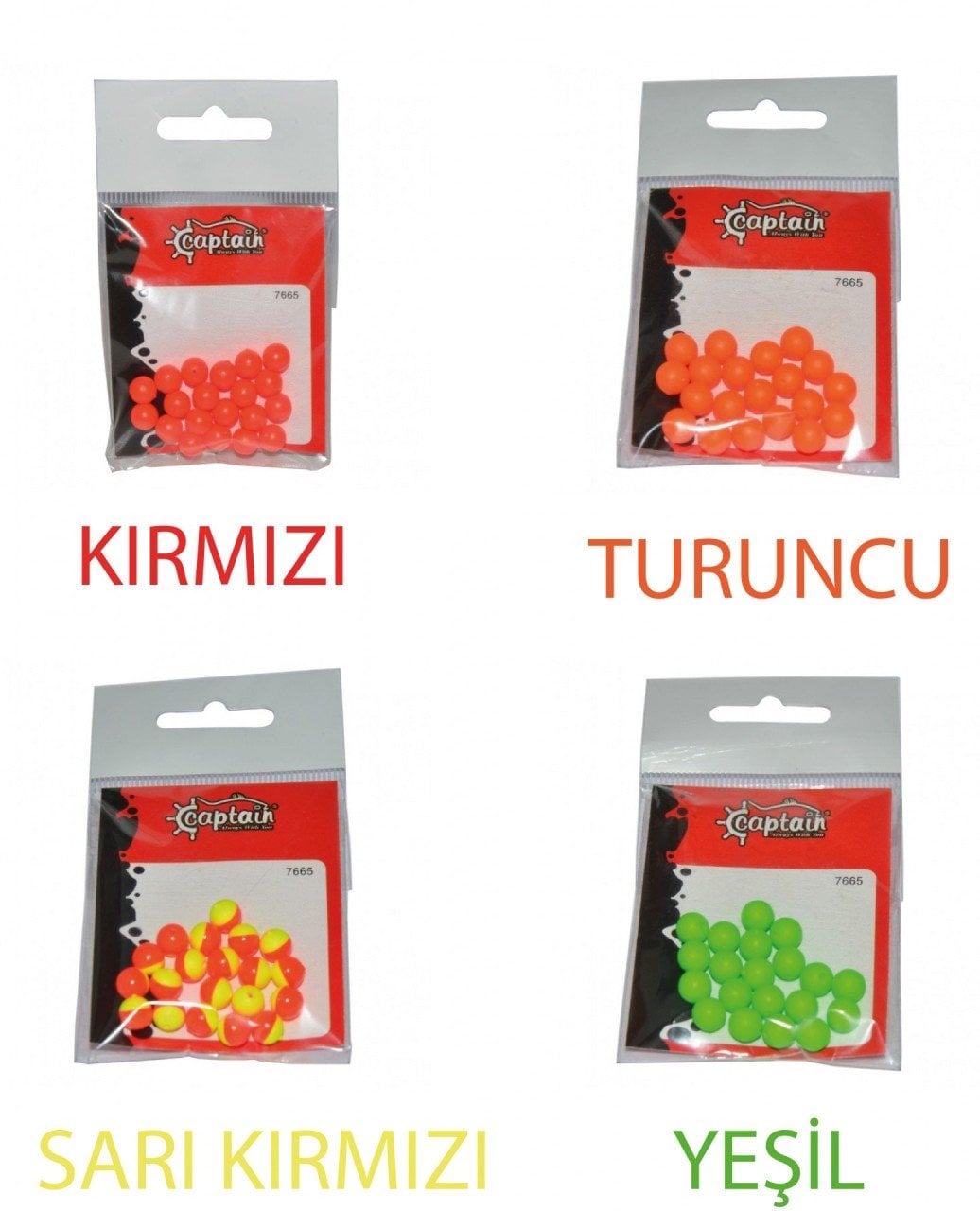 Captain 7665 Renkli Boncuk Yuvarlak 75mm Plastik Boncuk 20'li Paket Yeşil