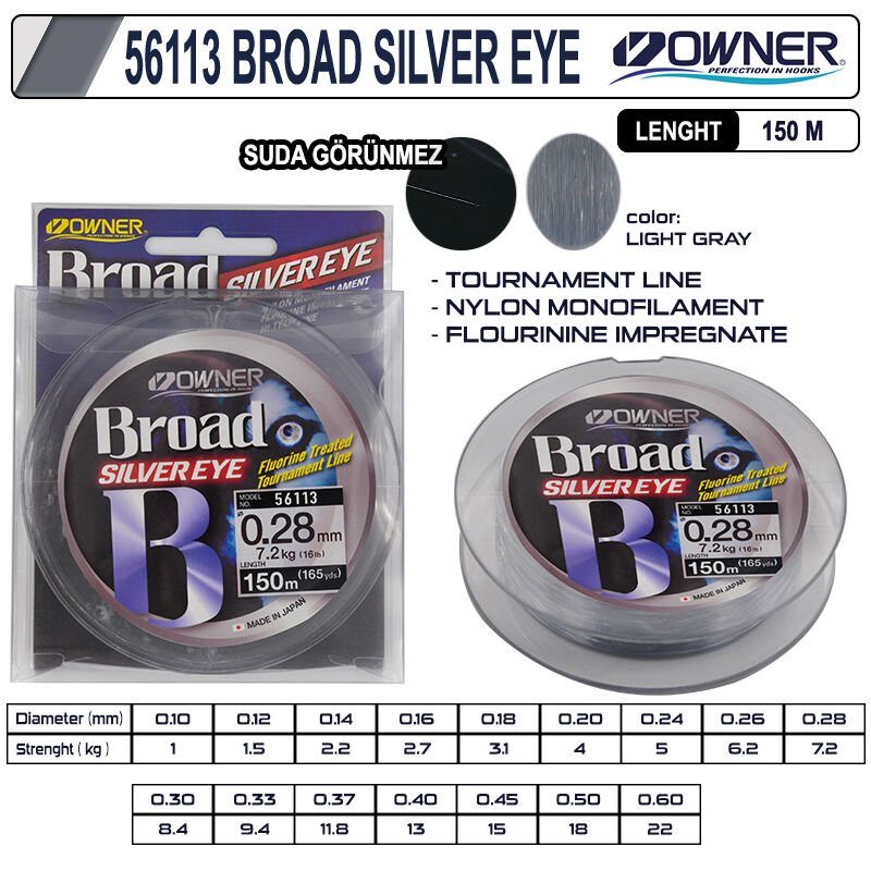 Owner 56113 Broad Silver Eye 150m Light Gray 0,20