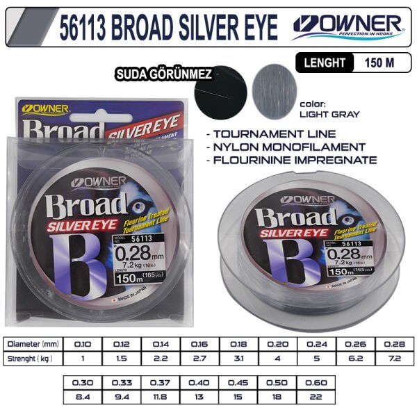 Owner 56113 Broad Silver Eye 150m Light Gray 0,20
