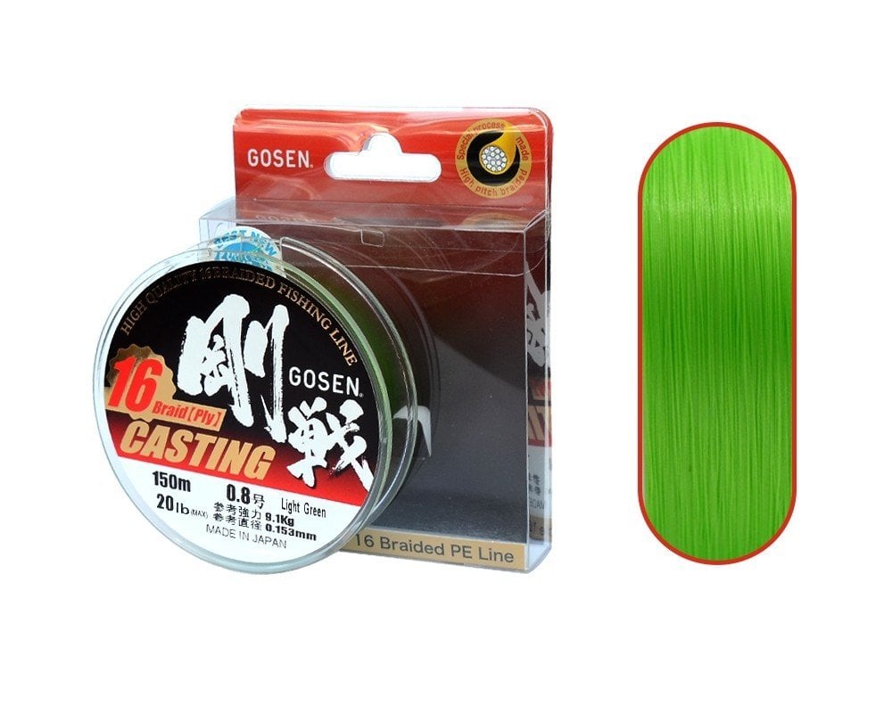 Gosen W16 Casting PE 16 Örgü Uzak Atış İpi 150mt A.Yeşil 0.8 PE