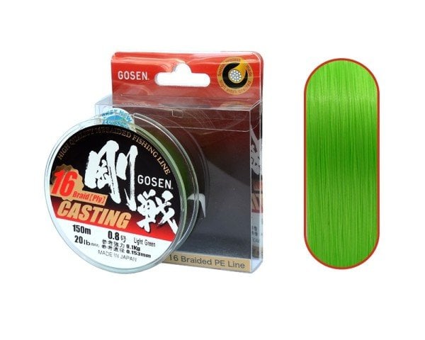Gosen W16 Casting PE 16 Örgü Uzak Atış İpi 150mt A.Yeşil 0.8 PE