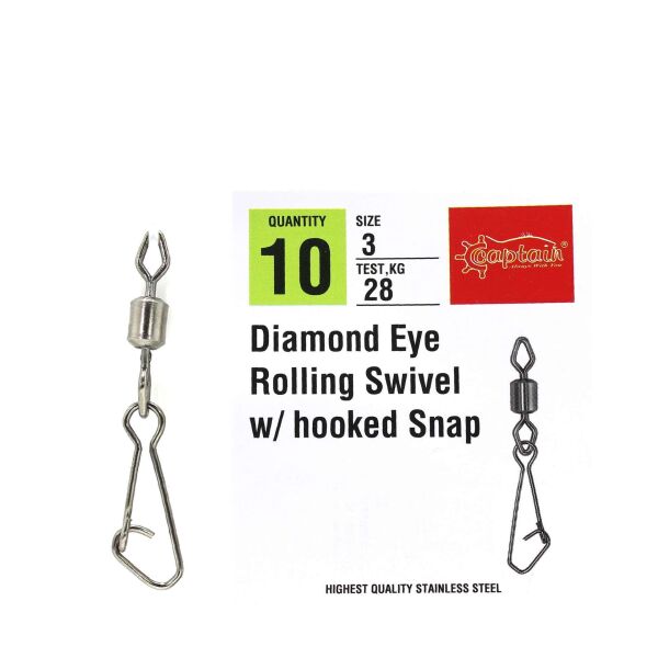 Captain 5034 Diamond Hoked Klips 10lu Paket Black Nikel