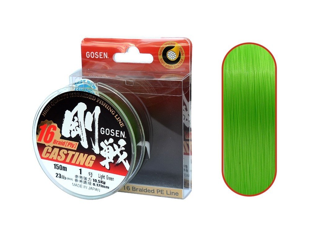 Gosen W16 Casting PE 16 Örgü Uzak Atış İpi 150mt A.Yeşil 1.0 PE