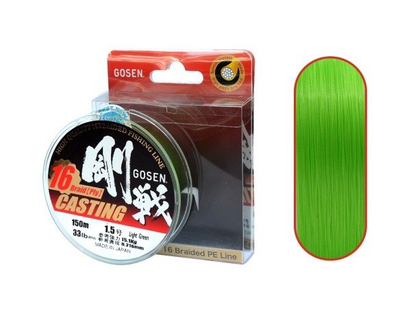 Gosen W16 Casting PE 16 Örgü Uzak Atış İpi 150mt A.Yeşil 1.5 PE