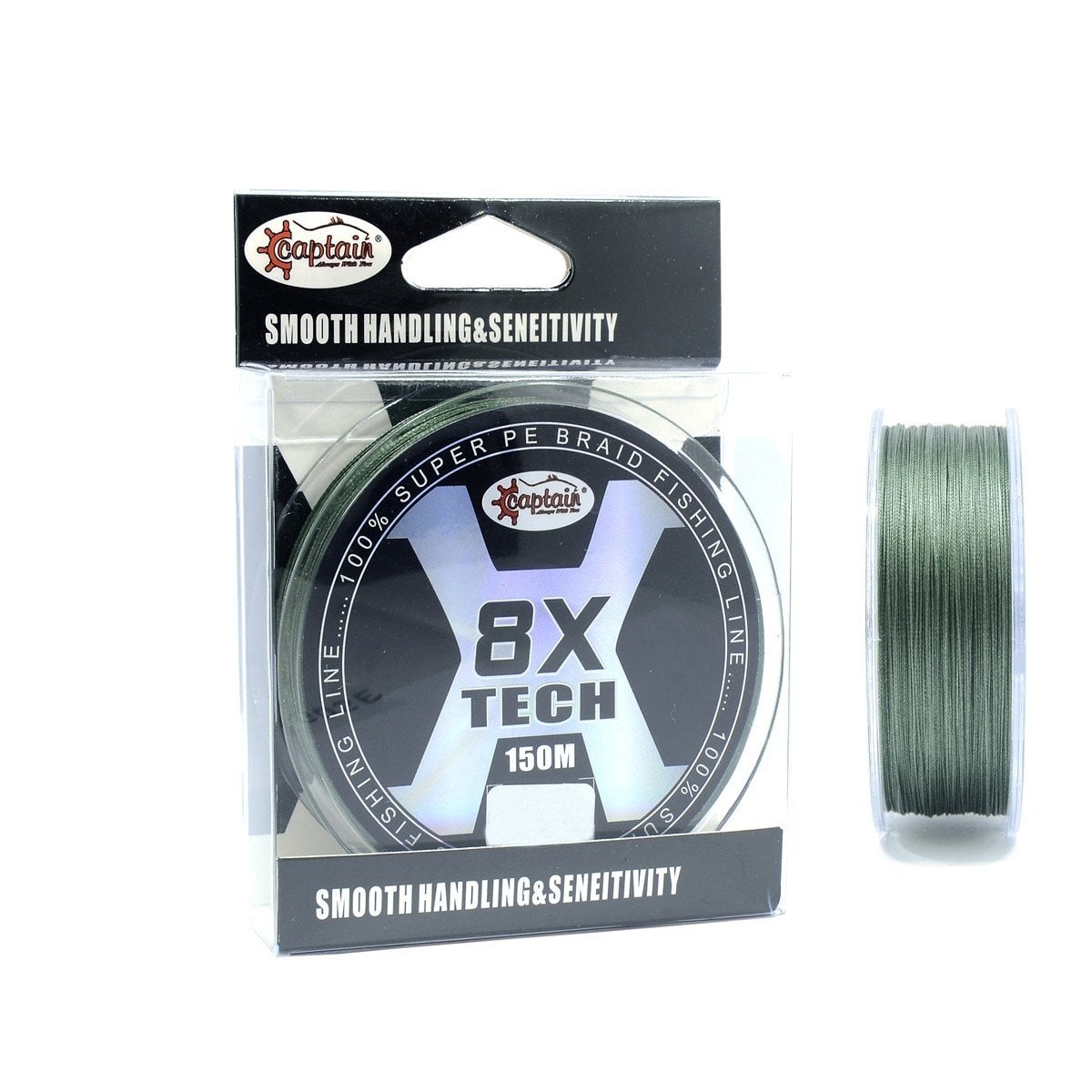 Captain 8Tech PE 8 Örgü Spin İp Misina  150mt Yeşil 0.08 mm