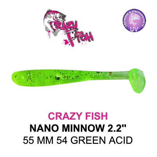 CRAZY FISH NANO MINNOW 2,2 / 55 MM / COLOR: 54 GREEN ACID