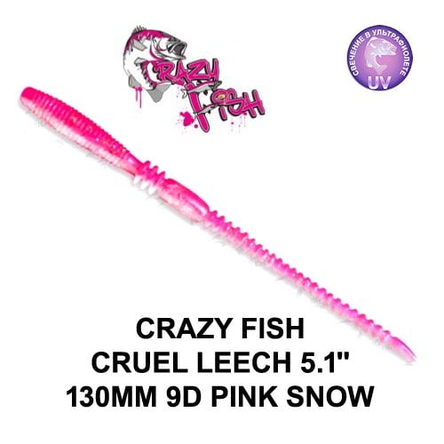 CRAZY FISH CRUEL LEECH 130 MM COLOR 9D PINK SNOW