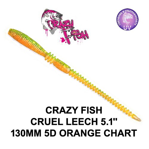 CRAZY FISH CRUEL LEECH 130 MM COLOR: 5D ORANGE CHART