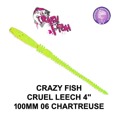 CRAZY FISH CRUEL LEECH 100 MM COLOR:  06 CHARTREUSE