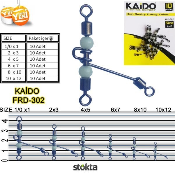 Inox Boncuk Uzun Bilyalı 3lü Fırdöndü 10lu 6x7